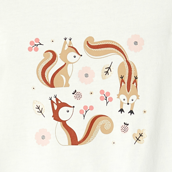 تي شيرت بطباعة حيوانات لونه وردي للفتيات الرضع.